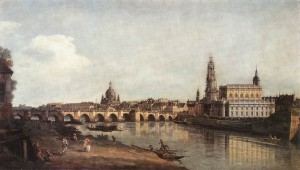 BELLOTTO - View of Dresden from the Right Bank of the Elbe with the Augustus Bridge (1748)